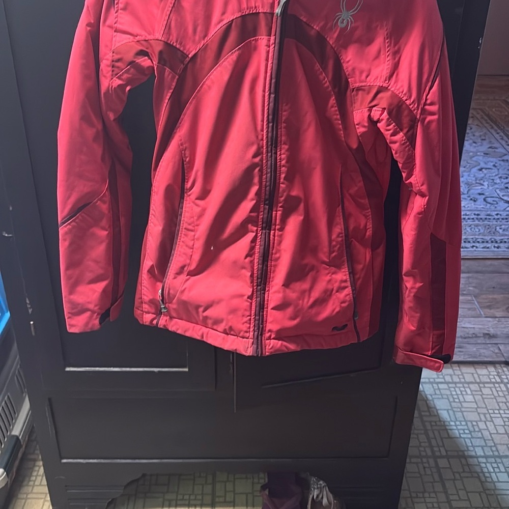 Spyder Pink Ski & Snow Jacket Full-Length Zipper Synthetic Material